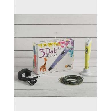 3D ручка 3Dali Plus (KIT FB0021Y), ABS и PLA, желтая (+ трафарет и пластик)
