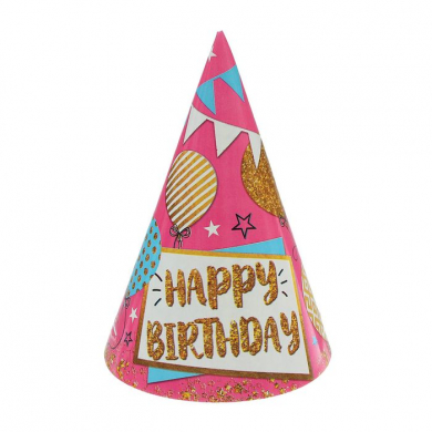 Колпак бумажный "С Днем рождения" шары и гирлянды