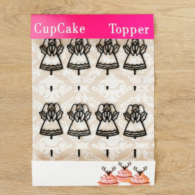 Набор топперов на пирожное "Ангел", 8 шт, цвет черный