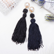 Серьги "Кисти" изыск, двойное плетение, цвет бело-черный в золоте