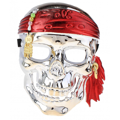 Маска пирата "Серебряный череп с серьгой"