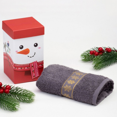 Полотенце махровое "Снеговичок" 30х70 см 100% хлопок, 370гр/м2