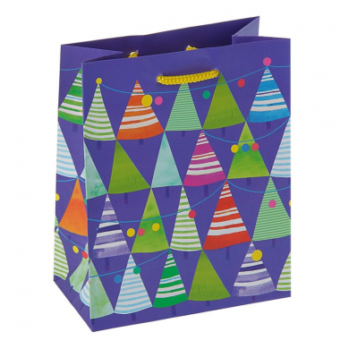 Пакет подарочный новогодний фиолетовый "Елочки-иголочки Новый год" елки, 11,4 х 11,4 см