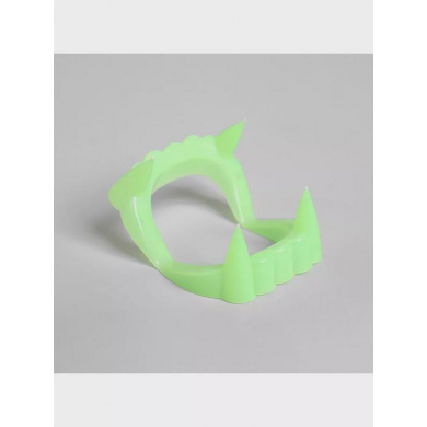 Челюсть "Вампир" зубы флуоресцентная, Хэллоуин, светится в темноте, клыки  Дракула