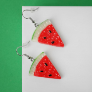 Серьги пластик "Вкусности" арбуз, цвет красно-зеленый